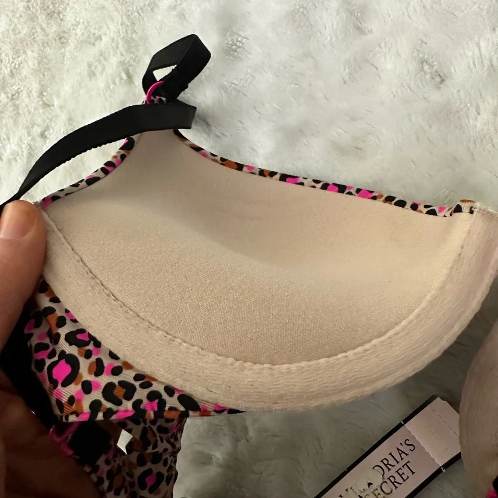 Victoria's Secret Leopard Print Bra - Pink and Black - Picture 4 of 6